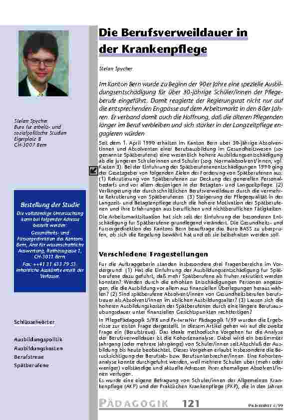 Die Berufsverweildauer in der Krankenpflege