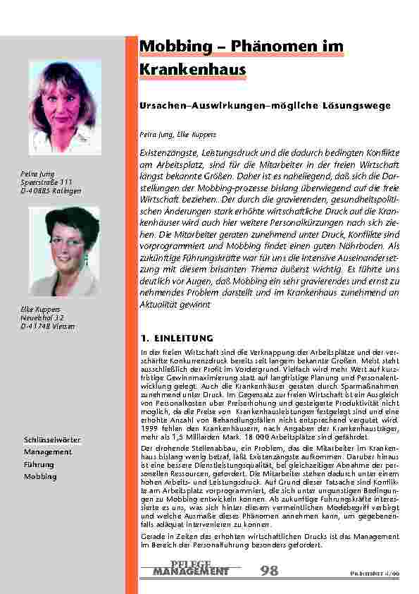 Mobbing – Phänomen im Krankenhaus