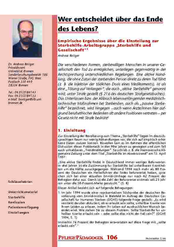 Wer entscheidet über das Ende des Lebens?