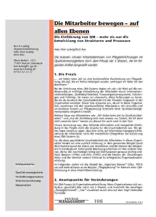 Die Mitarbeiter bewegen –auf allen Ebenen