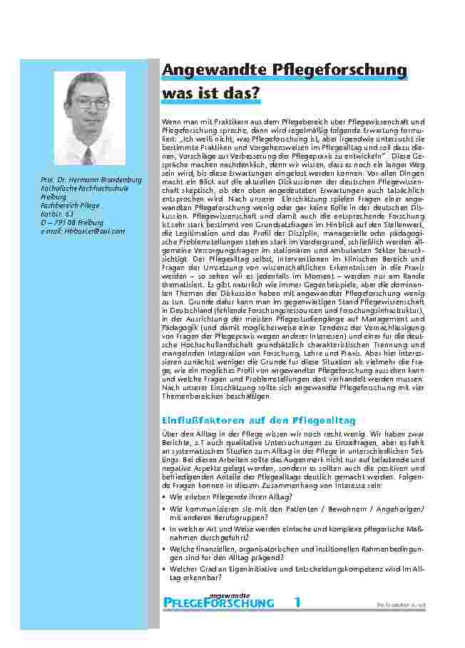 Angewandte Pflegeforschung – was ist das?