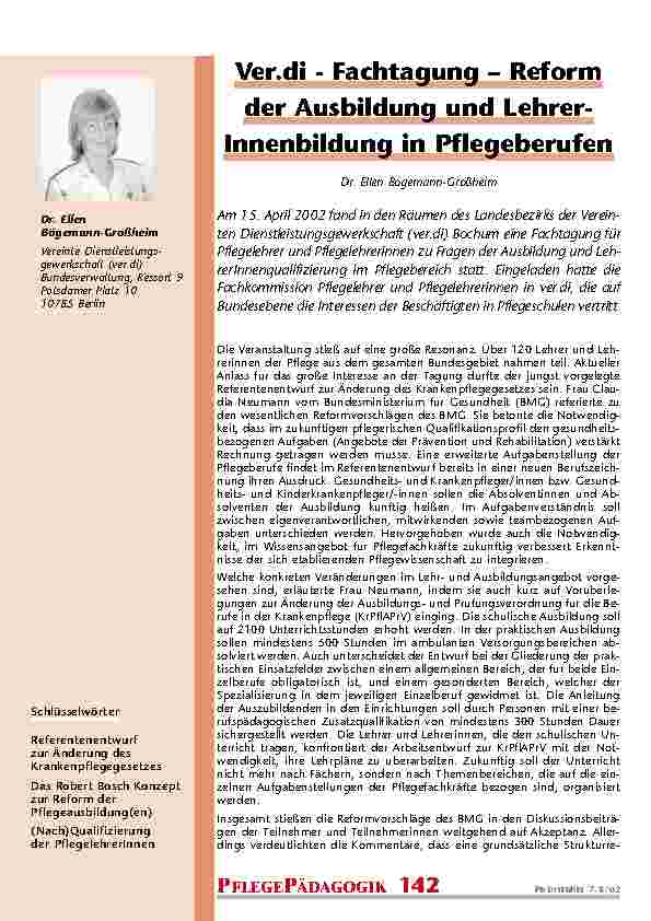 Ver.di - Fachtagung – Reform der Ausbildung und LehrerInnenbildung in Pflegeberufen