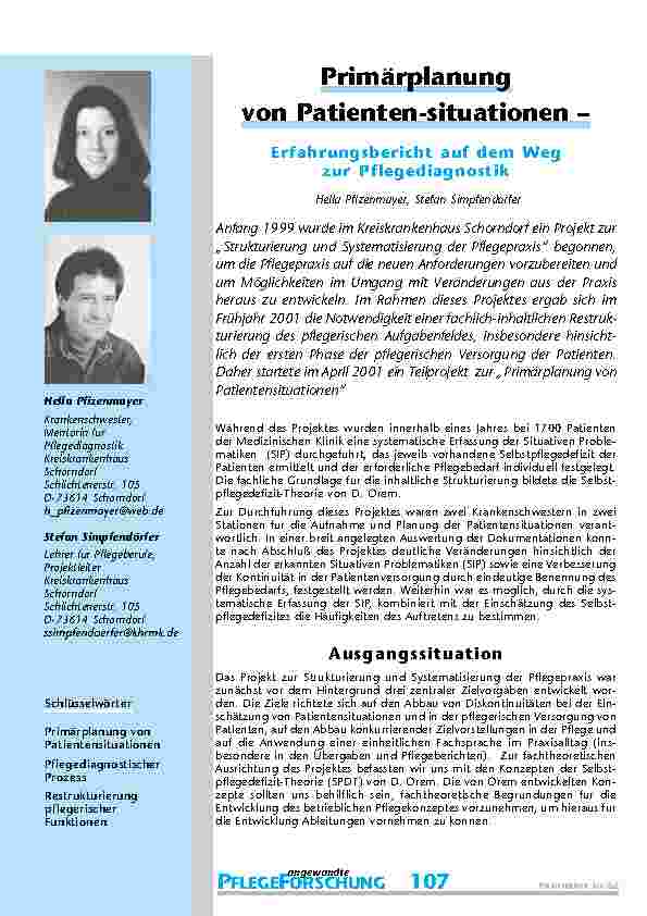 Primärplanung von Patientensituationen