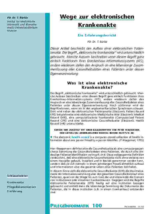 Wege zur elektronischen Krankenakte