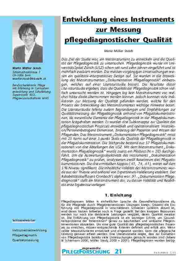 Entwicklung eines Instrumentszur Messungpflegediagnostischer Qualität