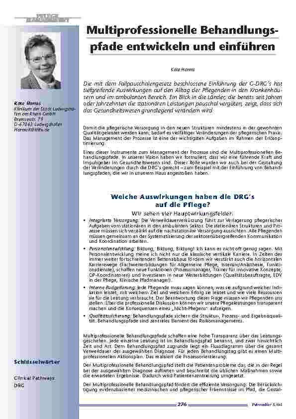 Multiprofessionelle Behandlungspfadeentwickeln und einführen