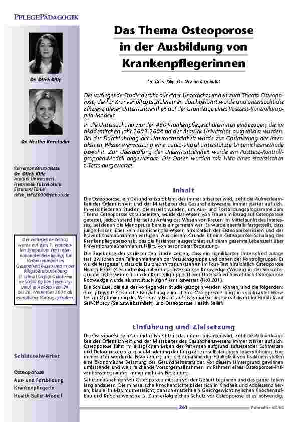 [doc_200570] Das Thema Osteoporose in der Ausbildung von Krankenpflegerinnen