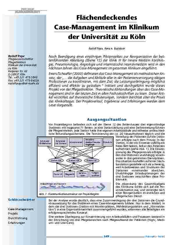 FlächendeckendesCase-Management im Klinikumder Universität zu Köln