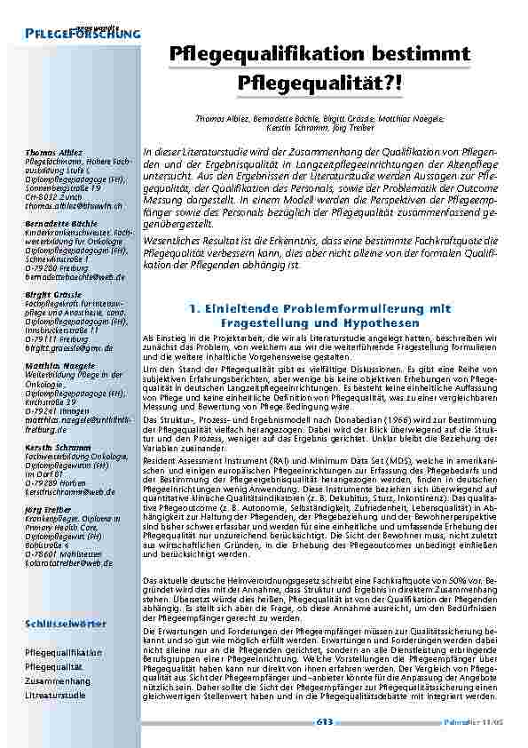 Pflegequalifikation bestimmt Pflegequalität?!