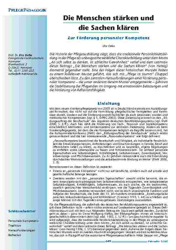 Die Menschen stärken und die Sachen klären