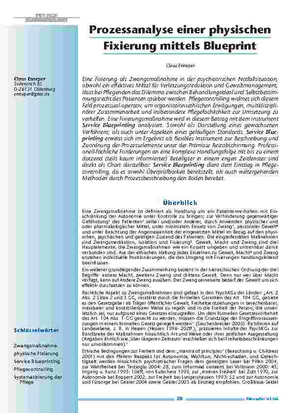 Prozessanalyse einer physischenFixierung mittels Blueprint