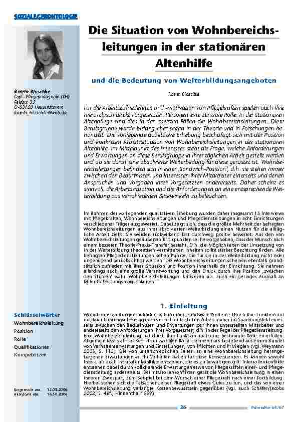 [doc_200422] Die Situation von Wohnbereichsleitungen in der stationärenAltenhilfe