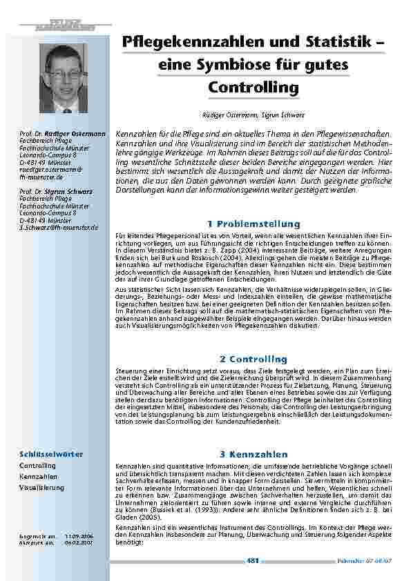 Pflegekennzahlen und Statistik –eine Symbiose für gutesControlling