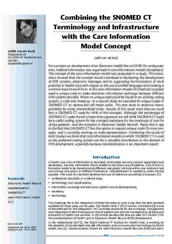 [doc_200237] Die Vereinigung der SNOMED CT-Terminologie und -Infrastruktur mit dem Konzept des Pflegeinformationsmodells