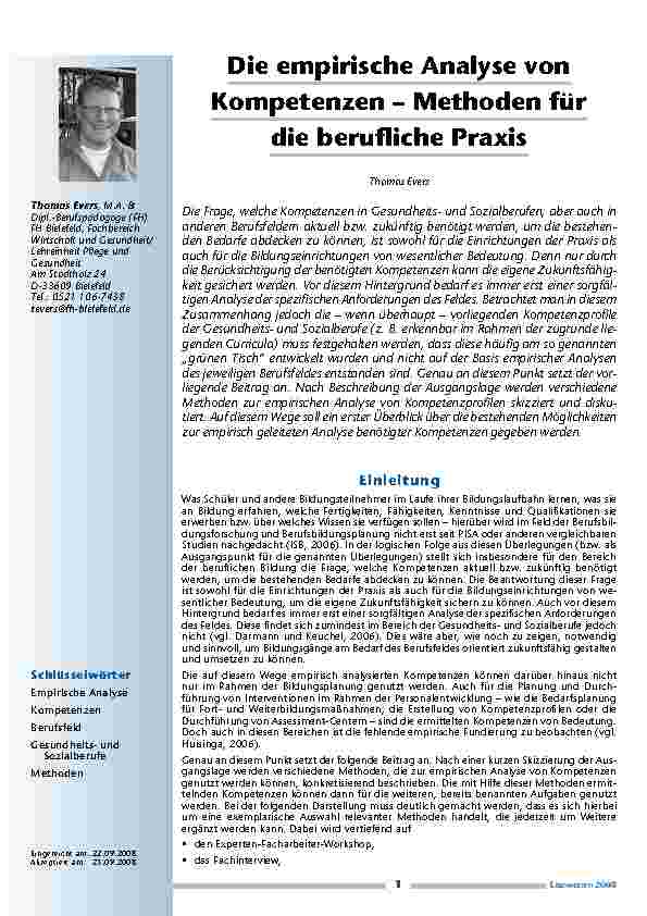 Die empirische Analyse von Kompetenzen – Methoden für die berufliche Praxis