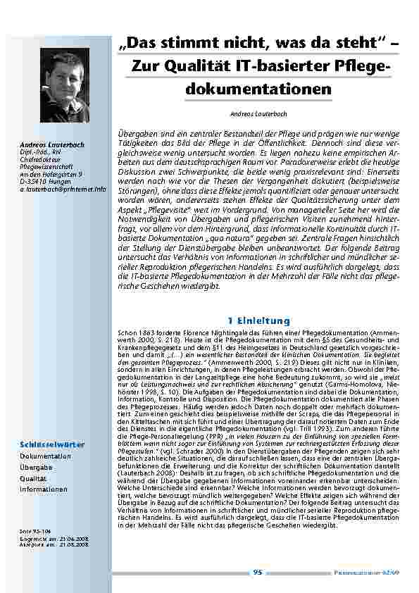 [doc_200173] „Das stimmt nicht, was da steht“ – Zur Qualität IT-basierter Pflegedokumentationen