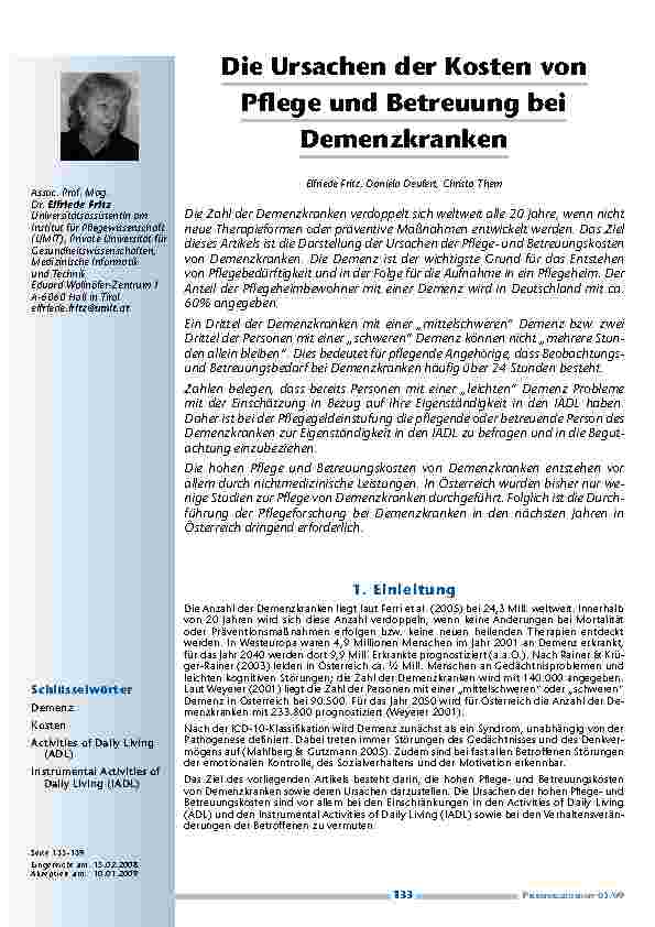 [doc_200170] Die Ursachen der Kosten von Pflege und Betreuung bei Demenzkranken