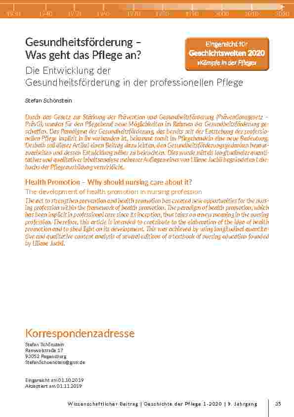 [doc_203156] Gesundheitsförderung – Was geht das Pflege an? Die Entwicklung der Gesundheitsförderung in der professionellen Pflege