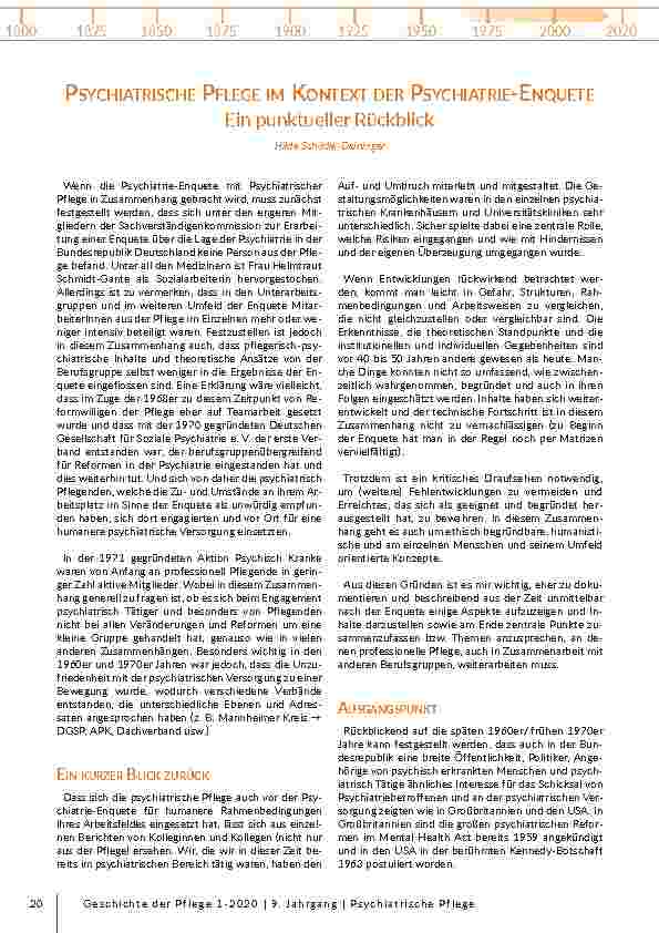 [doc_203154] Psychiatrische Pflege im Kontext der Psychiatrie-Enquete: Ein punktueller Rückblick