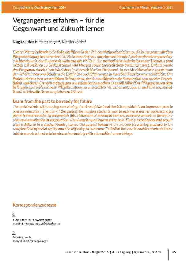 [doc_203080] Vergangenes erfahren – für die Gegenwart und Zukunft lernen