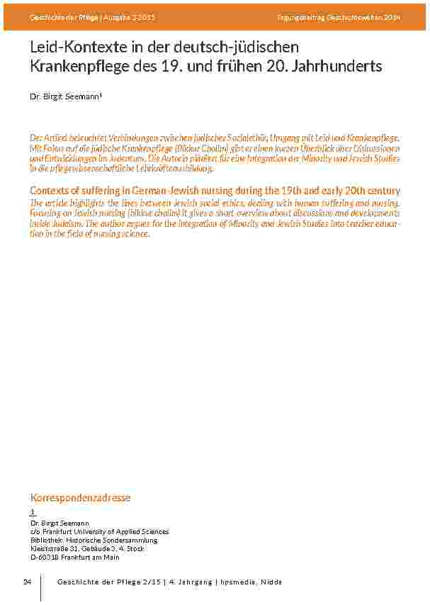 [doc_203077] Leid-Kontexte in der deutsch-jüdischen Krankenpflege des 19. und frühen 20. Jahrhunderts