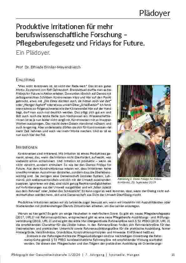 [doc_202143] Produktive Irritationen für mehr berufswissenschaftliche Forschung – Pflegeberufegesetz und Fridays for Future.
