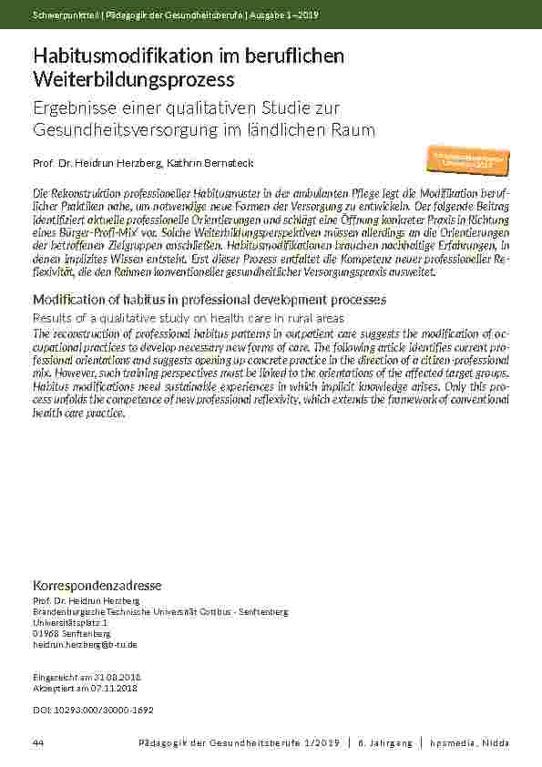 Habitusmodifikation im beruflichen Weiterbildungsprozess. Ergebnisse einer qualitativen Studie zur Gesundheitsversorgung im ländlichen Raum