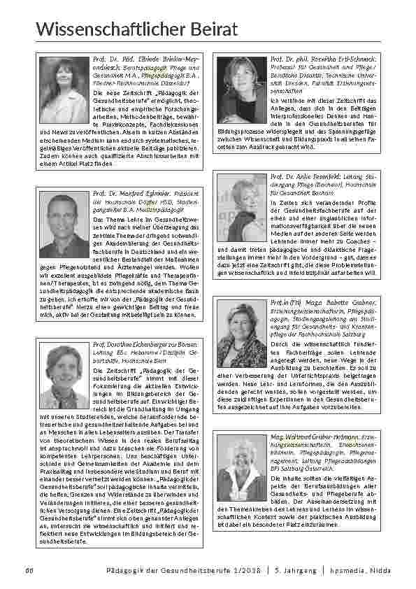 Autorenrichtlinien, Beirat und Impressum