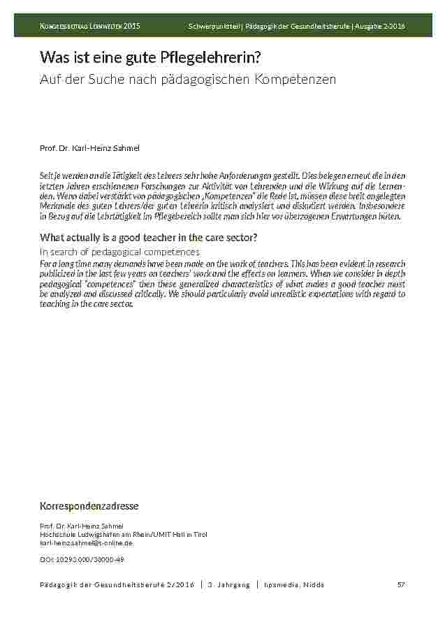 [doc_201978] Was ist eine gute Pflegelehrerin? Auf der Suche nach pädagogischen Kompetenzen