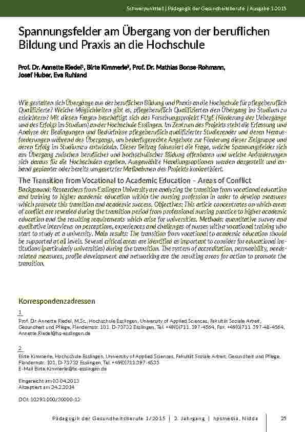 [doc_201912] Spannungsfelder am Übergang von der beruflichen Bildung und Praxis an die Hochschule