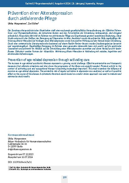 [doc_319732] Prävention einer Altersdepression durch aktivierende Pflege