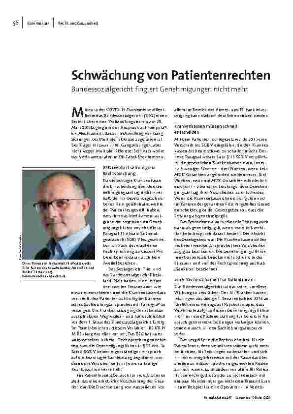 [doc_205012] Schwächung von Patientenrechten: Bundessozialgericht fälscht Genehmigungen nicht mehr.