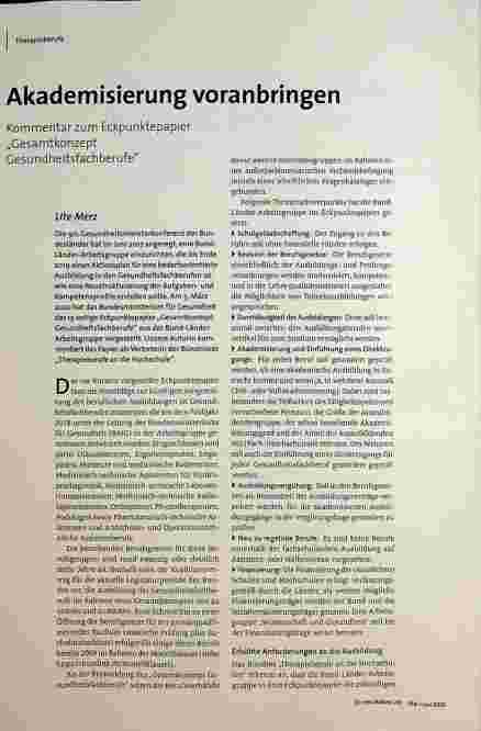 [doc_196396] Akademisierung voranbringen Kommentar zum Eckpunktepapier „Gesamtkonzept Gesundheitsfachberufe"