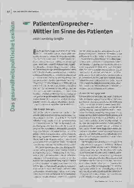 Patientenfürsprecher - Mittler im Sinne des Patienten