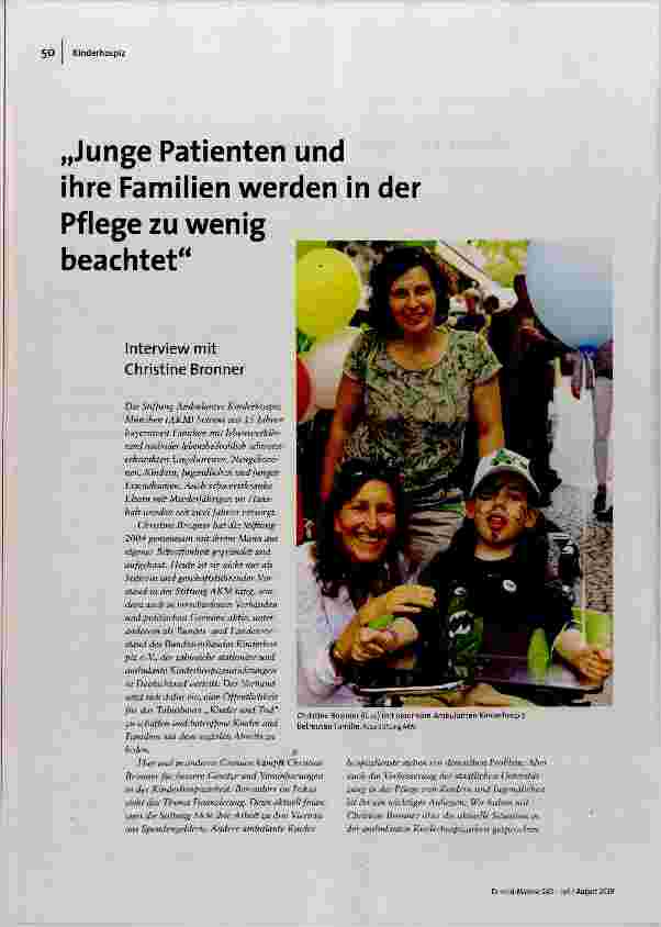 Junge Patienten und ihre Famiiien werden in der Pflege zu wenig beachtet