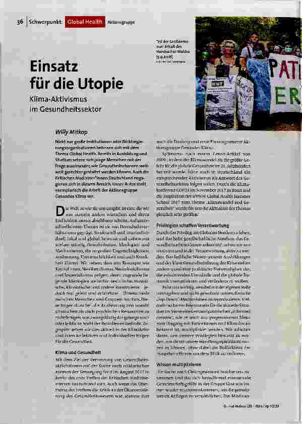 Einsatz für die Utopie