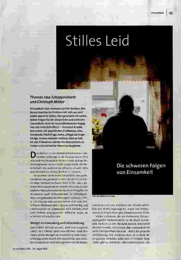 Stilles Leid Die schweren Folgen von Einsamkeit