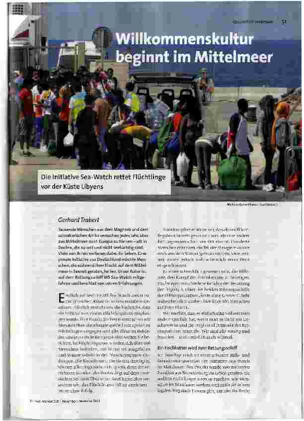 Willkommenskultur beginnt im Mittelmeer