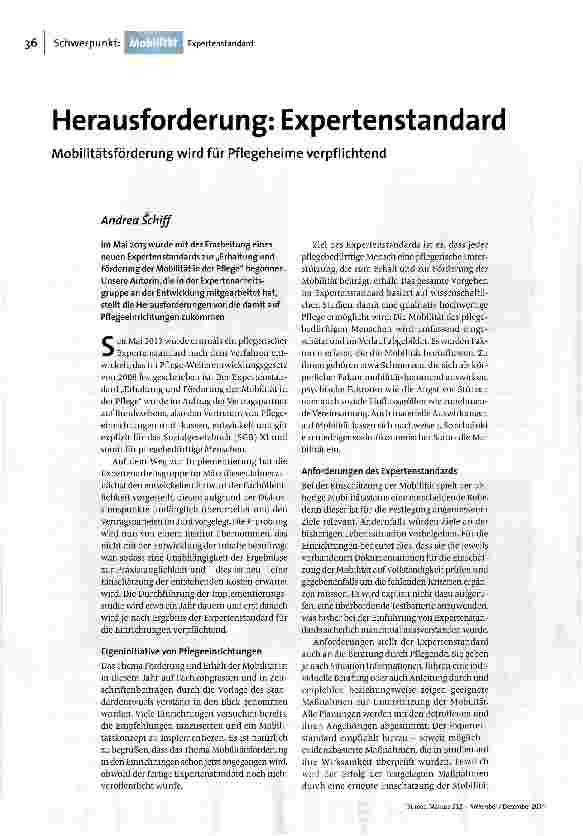 Herausforderung: Expertenstandard