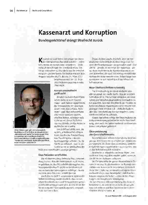 Kassenarzt und Korruption
