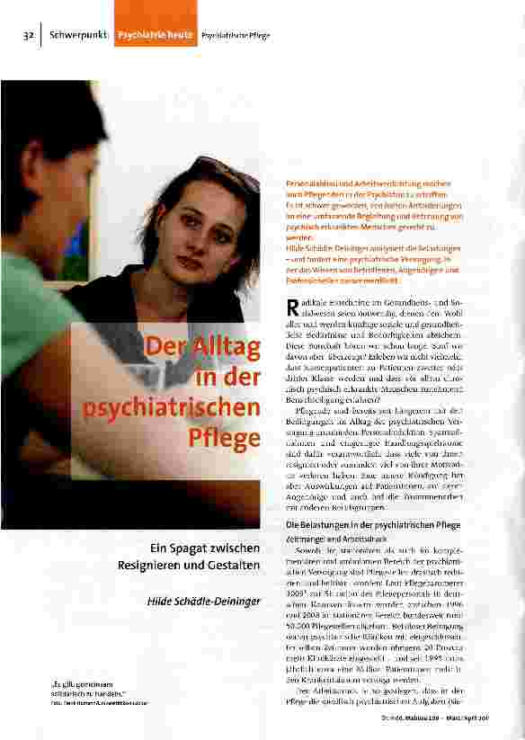 Der Alltag in der psychiatrischen Pflege