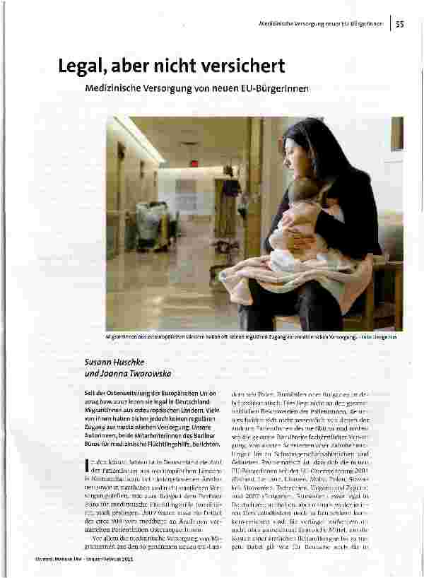 Legal, aber nicht versichertMedizinische Versorgung von neuen EU-Bürgerlnnen