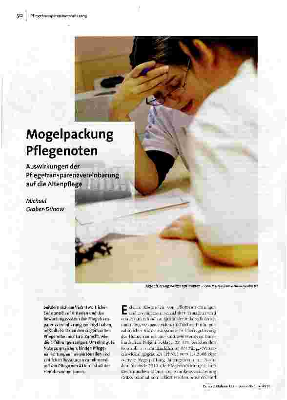 Mogelpackung PflegenotenAuswirkungen der Pflegetransparenzvereinbarung auf die Altenpflege