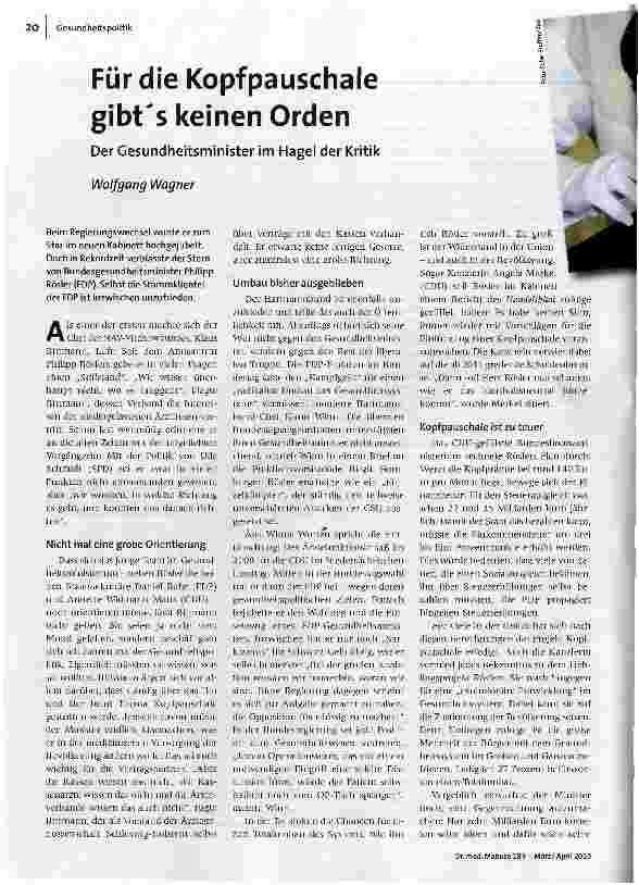 Für die Kopfpauschale gibts keinen Orden