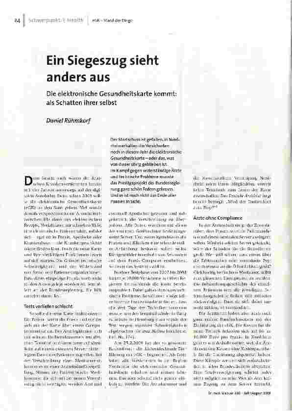 Ein Siegeszug sieht anders ausDie elektronische Gesundheitskarte kommt: als Schatten ihrer selbst
