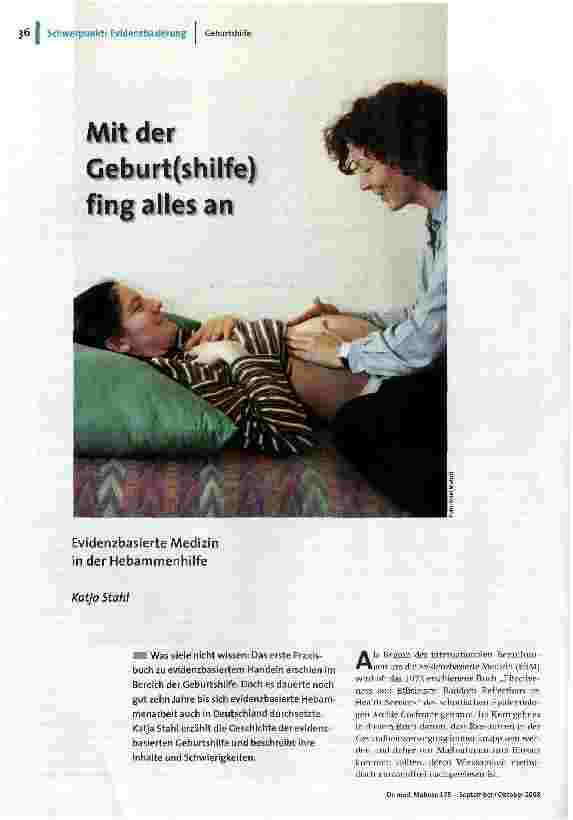 Mit der Geburt(shilfe) fing alles anEvidenzbasierte Medizin in der Hebammenhilfe