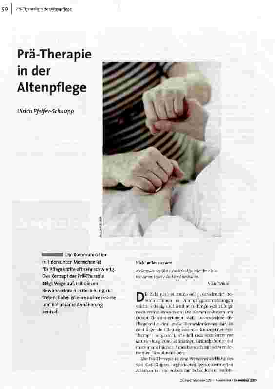 Prä-Therapie in der Altenpflege