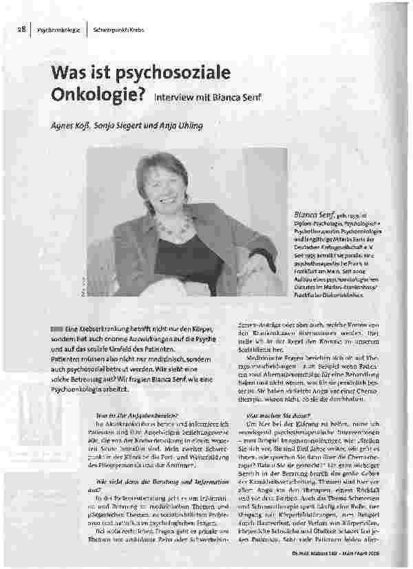 Was ist psychosoziale Onkologie?