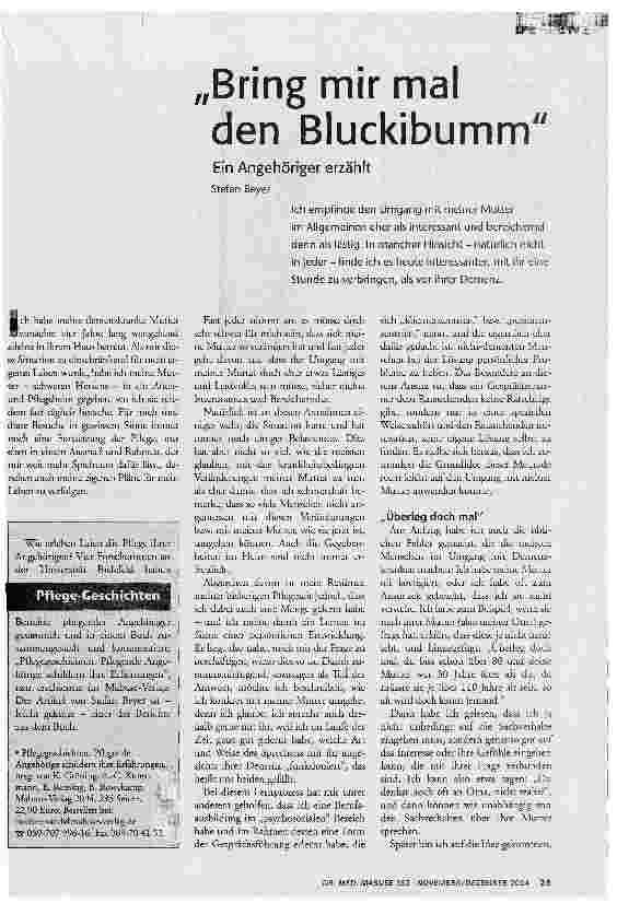 Bring mir mal den Bluckibumm Ein Angehöriger erzählt