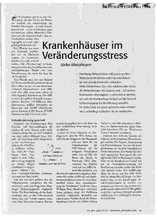 Krankenhäuser im Veränderungsstress